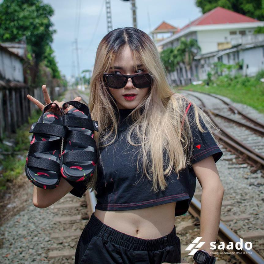 [CHÍNH HÃNG] SANDAL SAADO | SC01 – Yezi Black Chili – Màu Đen Đỏ | Giày Sandal Nam Nữ -ku7