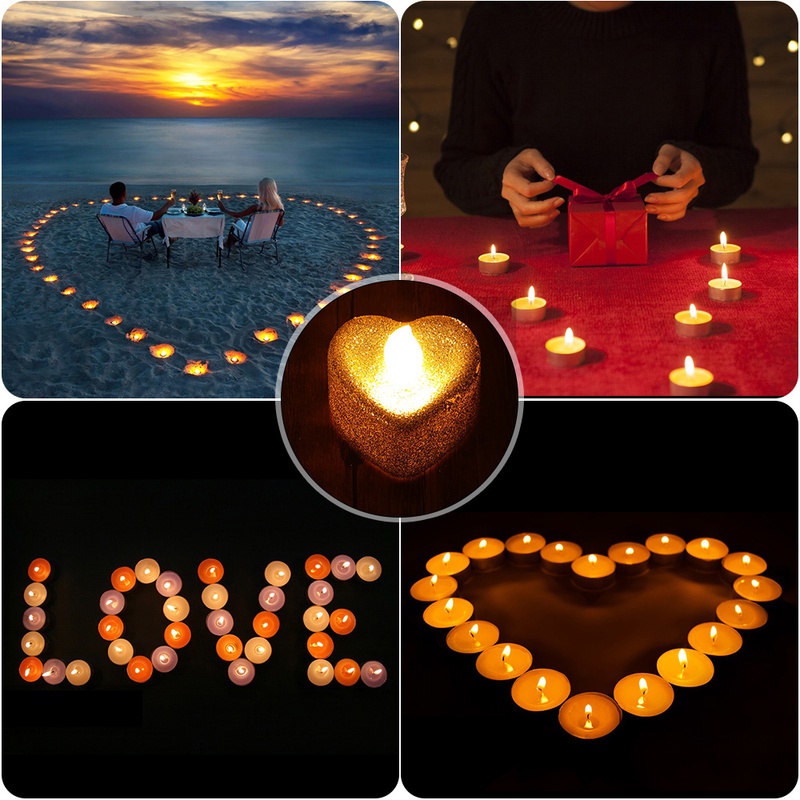 Đèn LED hình nến hình trái tim dùng trang trí tiệc cưới