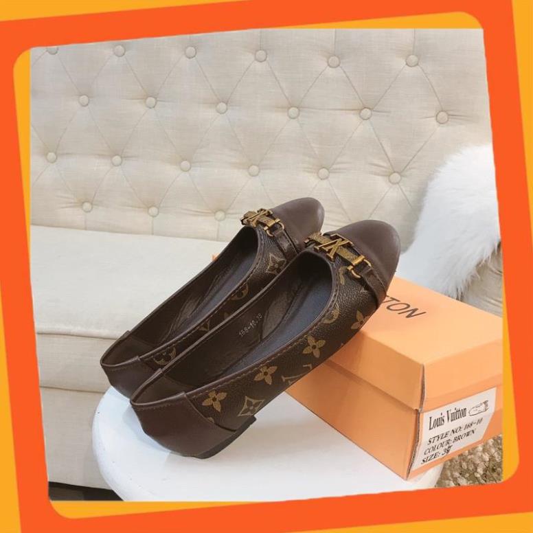 Giày búp bê, Bệt LV hoa tag vàng fullbox + bill + túi giấy size 35-38