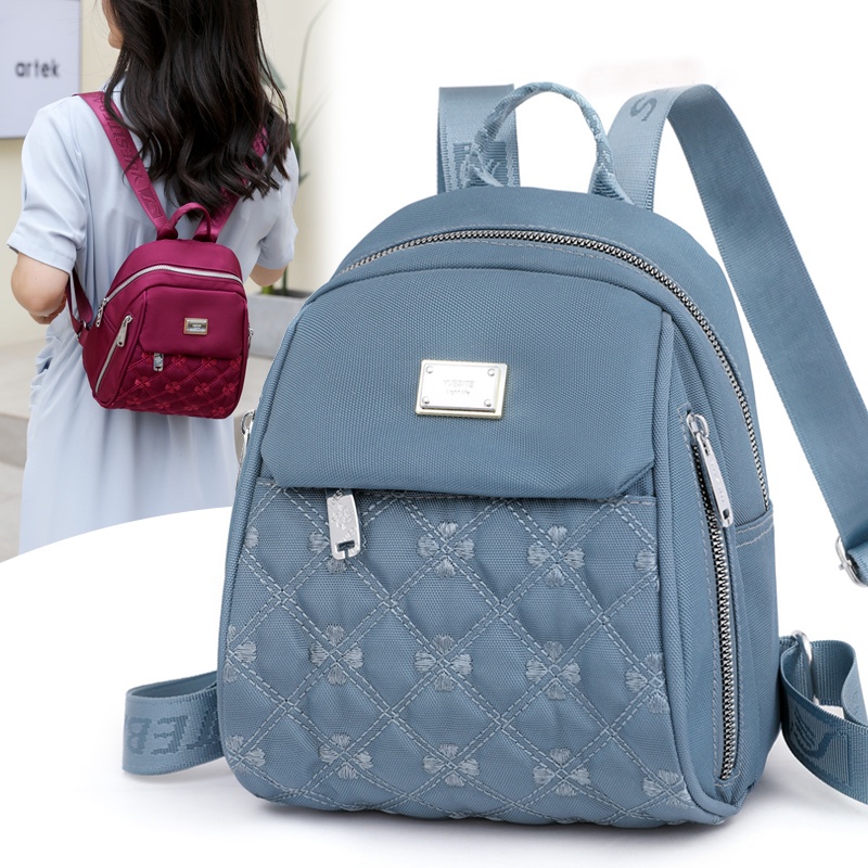 Ba Lô Đeo Vai Hình Vuông Nhiều Ngăn Bằng Vải Nylon Gọn Nhẹ Chống Thấm Nước Đa Năng Cho Nữ