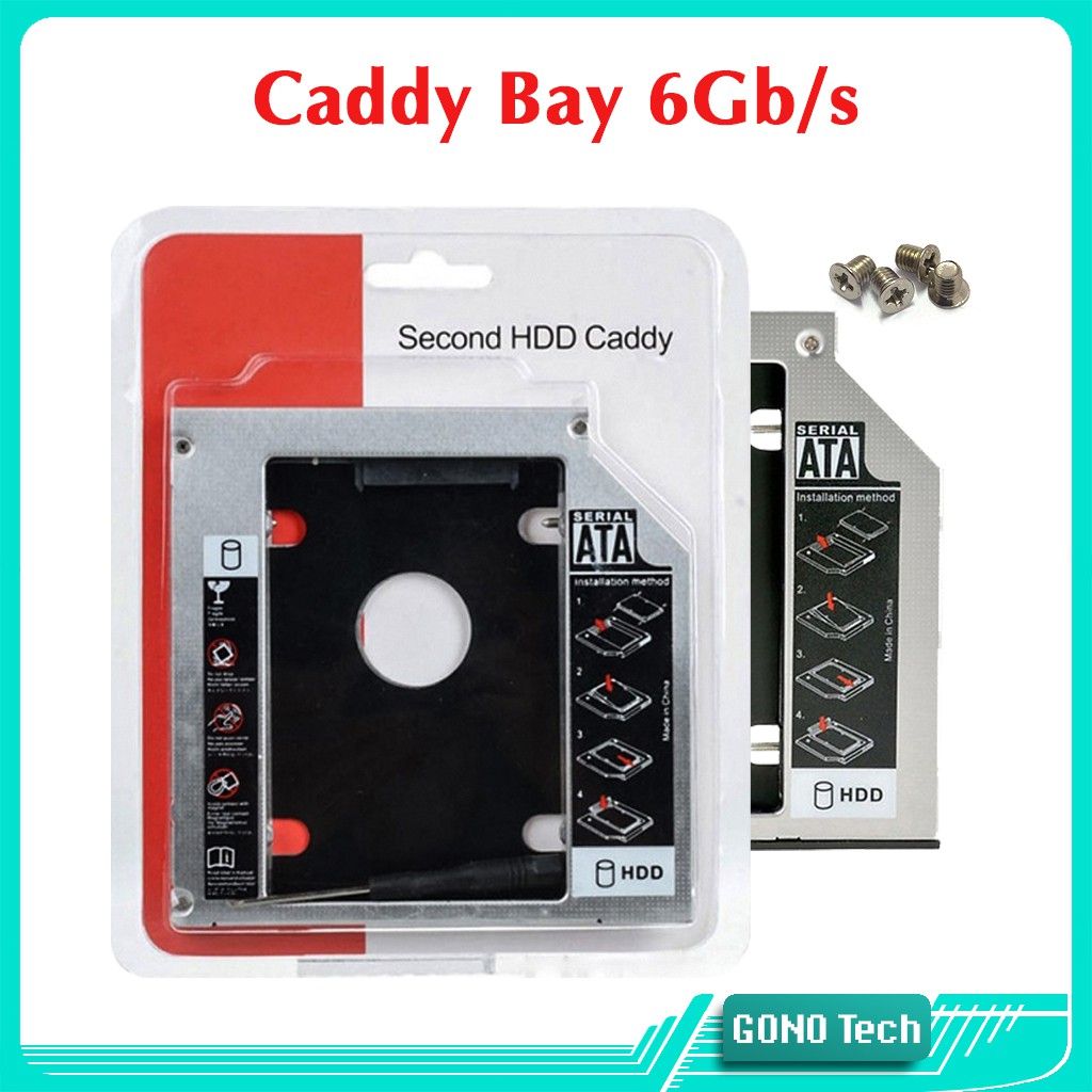 Caddy Bay HDD SSD SATA 3 dày mỏng full nhôm - Khay ổ cứng thay thế ổ đĩa DVD CD laptop