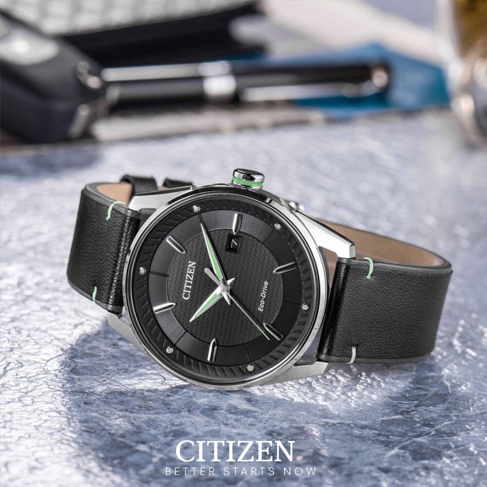 [Mã FARSBRT51 giảm 20K đơn 0 Đồng] Đồng Hồ Citizen Nam Dây Da Eco-Drive BM6981-13E - Mặt Đen (42mm)