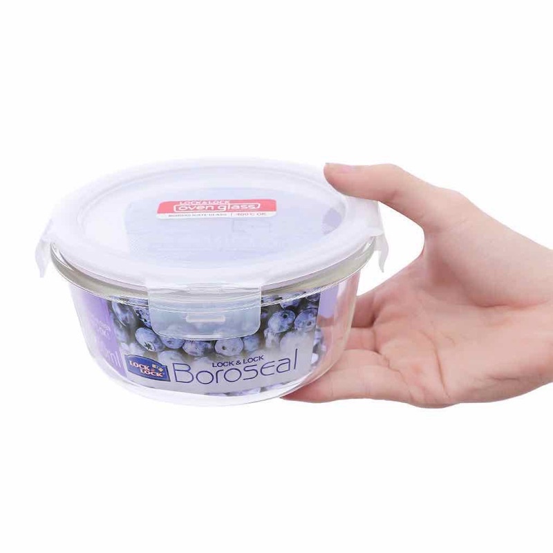 Hộp Thuỷ Tinh Lock&Lock Tròn 380ml/400ml/600ml/650ml - Chịu Nhiệt - Chống Tràn - Dùng Được Lò Vi Sóng