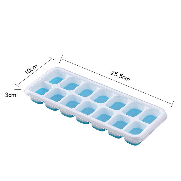 Khay Đá Silicon Có Nắp Đậy 14 Viên, Khuôn Làm Đá Tủ Lạnh, Bảo Quản Chống Mùi Tuyệt Đối