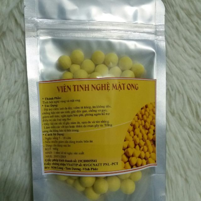(Bao test)100g viên tinh nghệ mật ong- khoảng 120 viên (Tinh bột nghệ có giấy chứng nhận chất lượng ATTP)