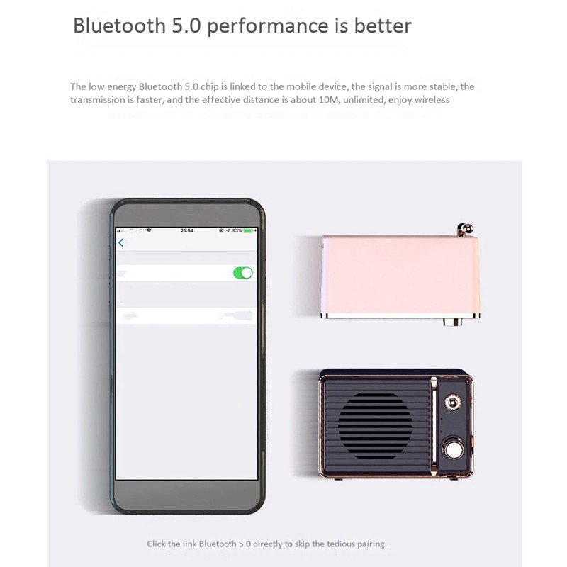 Loa Bluetooth 5.0 Phong Cách Vintage Và Phụ Kiện