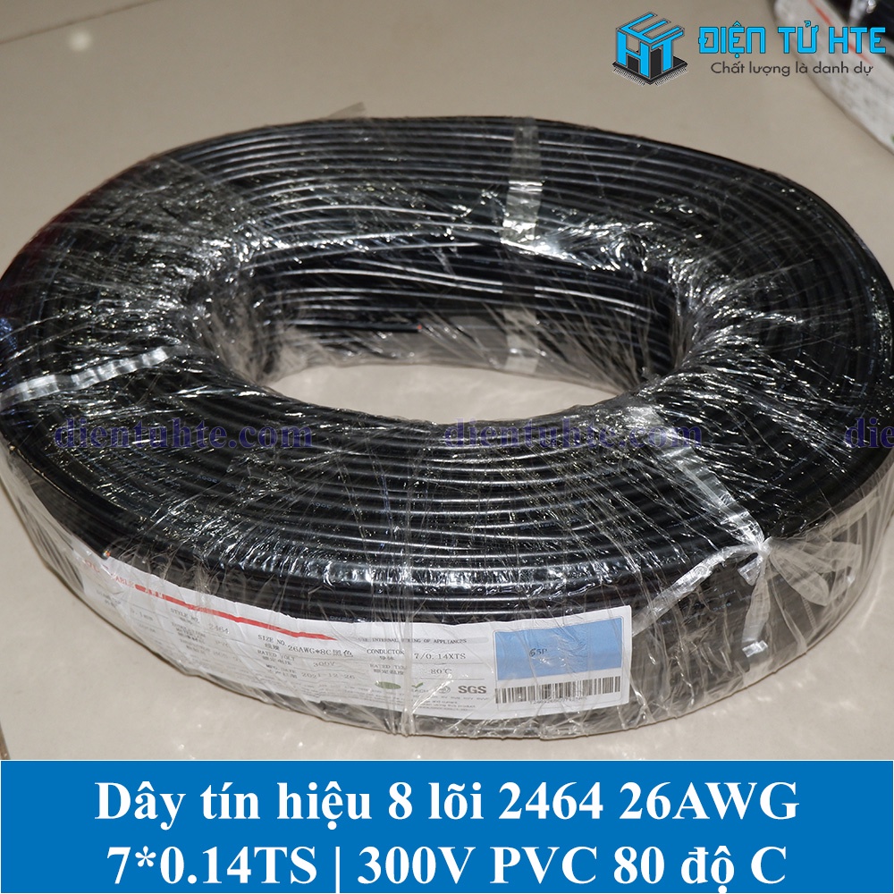 5 mét Dây tín hiệu 8 lõi 2464 26AWG 7*0.14TS vỏ PVC 80 độ OD 5.1mm