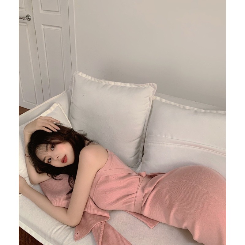 Set áo khoác len kèm váy