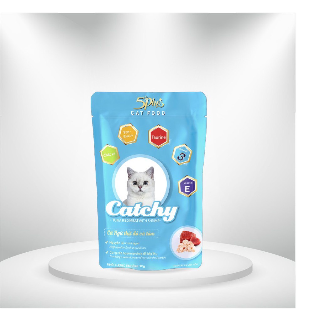 COMBO 5 Gói Pate 5PLUS CATCHY cho Mèo Mix 5 Vị gói 70gr | Vie PETSHOP