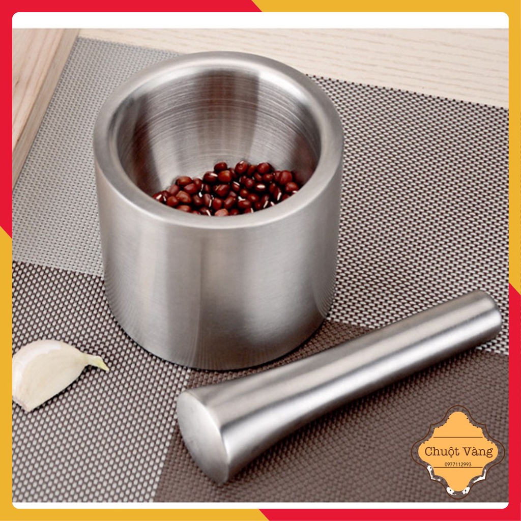 Cối chày Inox 304 cao cấp có nắp