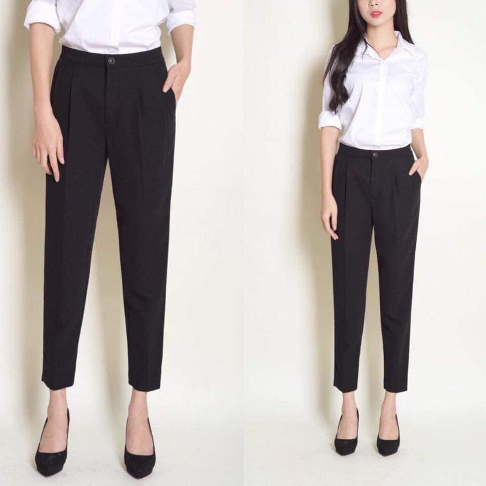 Quần tây công sở, Quần baggy vải Tuyết mưa vitex cap cao - Ống suông - Màu Đen - Nâu - ghi -xanh than - Mặc đi chơi đi h