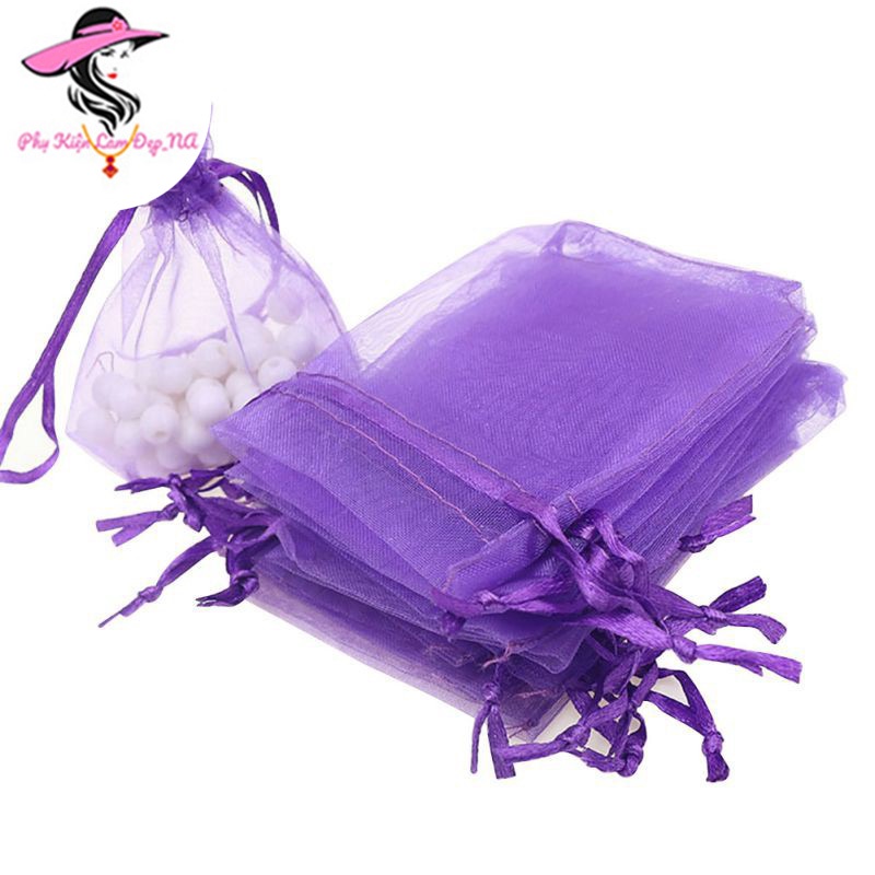 Túi vải voan có dây rút đựng quà, mỹ phẩm, trang sức size 7 x 9 cm
