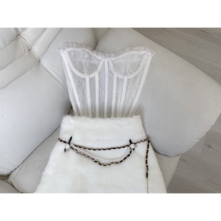Chân Váy Lông - Áo Corset Trắng