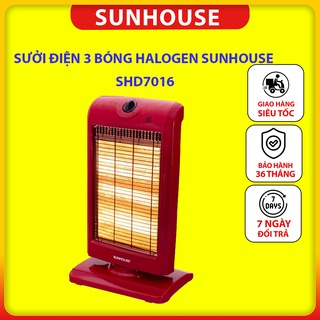 Sưởi điện 3 bóng Halogen Sunhouse SHD7016 đỏ đen [Hàng chính hãng 100%]