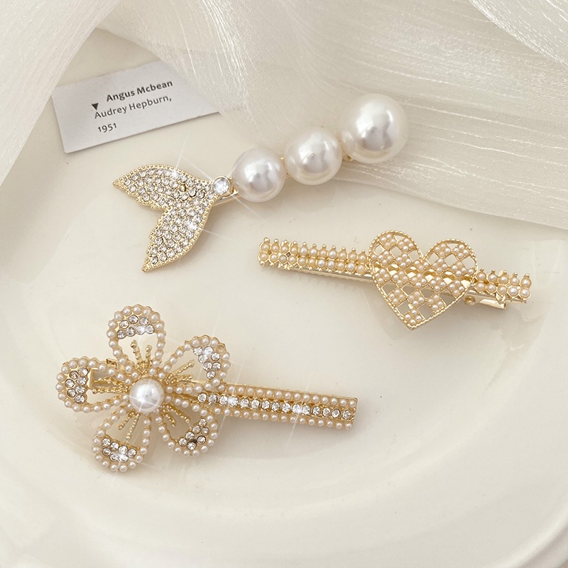 IF ME Kẹp Tóc Hình Nơ / Trái Tim / Cá Đính Ngọc Trai Thanh Lịch Cho Nữ