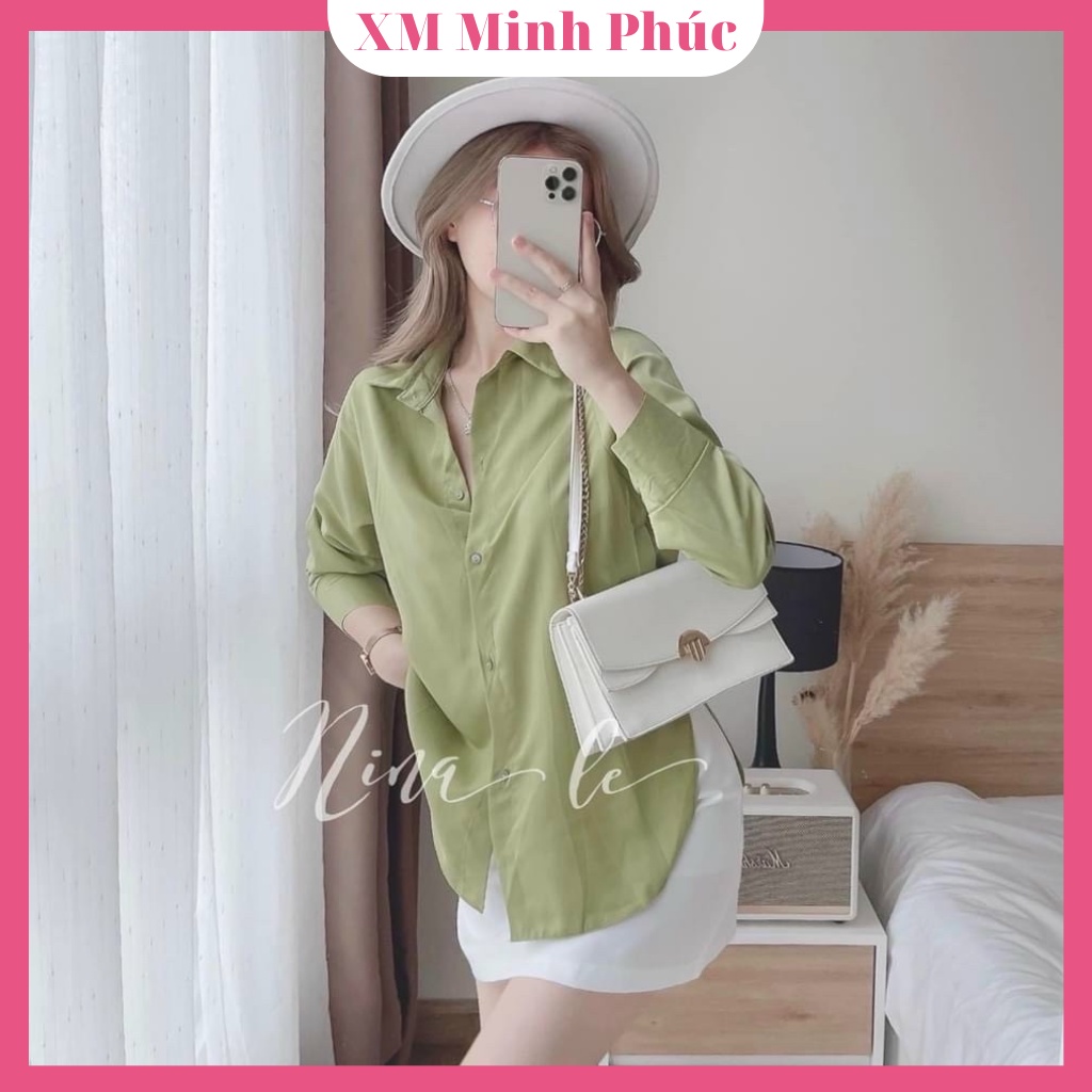 Set Bộ Nữ Áo Sơ Mì Xanh Phối Chân Váy Cotton, Set Quần Áo Nữ Đi Chơi, Dạo Phố Sang Chảnh Thời Trang Nữ Xm Minh Phúc