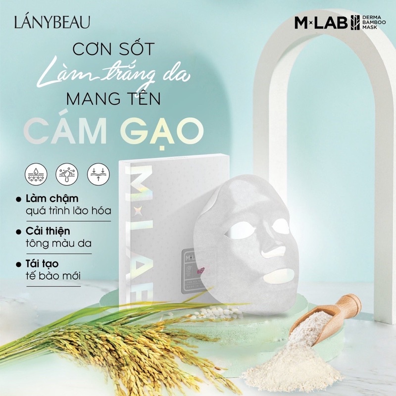 Mặt nạ dưỡng da trắng sáng, đều màu LÁNYBEAU MLAB Derma Bamboo Glow Boost hộp 7 miếng (28g/m) | BigBuy360 - bigbuy360.vn