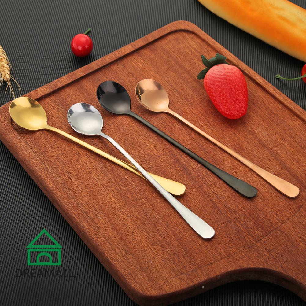New Long Handle Stainless Steel Spoon Coffee Tea Spoons Tableware