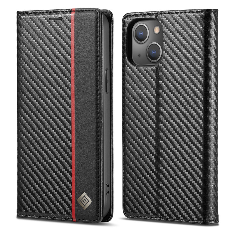 Ốp Điện Thoại Da Kèm Ngăn Đựng Thẻ Họa Tiết Sợi Carbon Sang Trọng Cho iphone 14 Plus 13 12 Mini 11 Pro Max X Xs XR 7 8