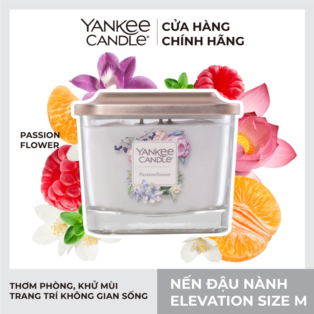 Nến ly vuông Elevation Yankee Candle size M - Passion Flower (347g)