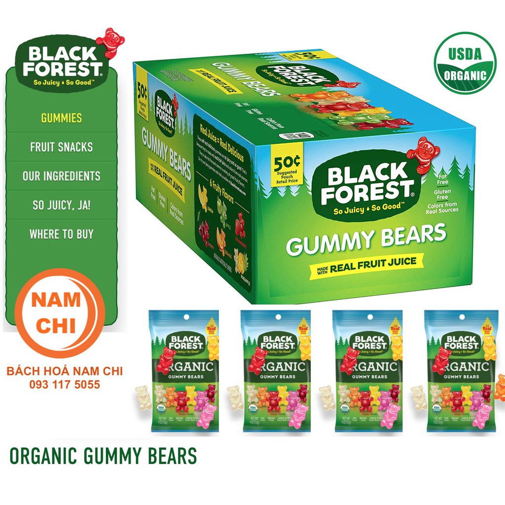 Kẹo Dẻo Gấu Trái Cây BLACK FOREST Gummy Bears - Hàng Mỹ