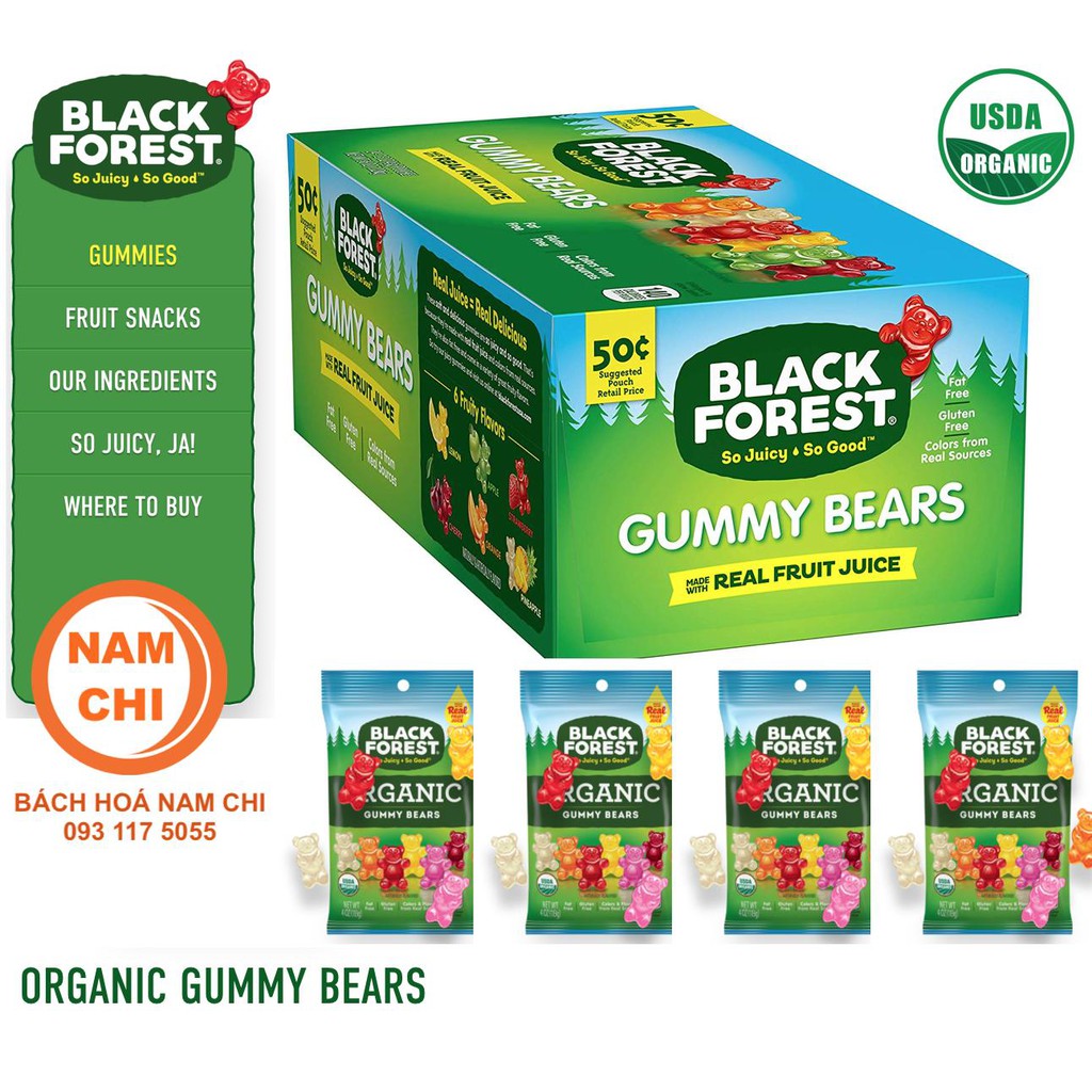 [Gói 23g - Gói 43g] Kẹo Dẻo Gấu Trái Cây Black Forrest Gummy Bears Gói Hàng Mỹ