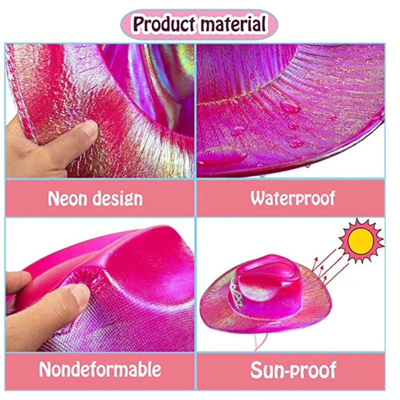 Mũ Cao Bồi Cao Bồi Có Dây Điều Chỉnh Được Màu Hồng Với Vương Miện Cao Bồi Dạ Quang Cho Trang Phục Par