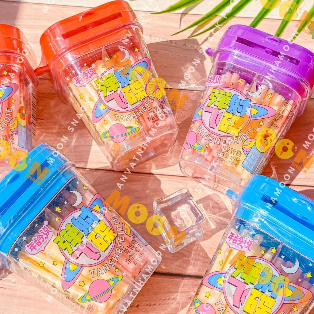 Kẹo tăm lạnh 2 ngăn Tan Shefe Die màu pastel xinh cực loại xịn hủ tận 60g