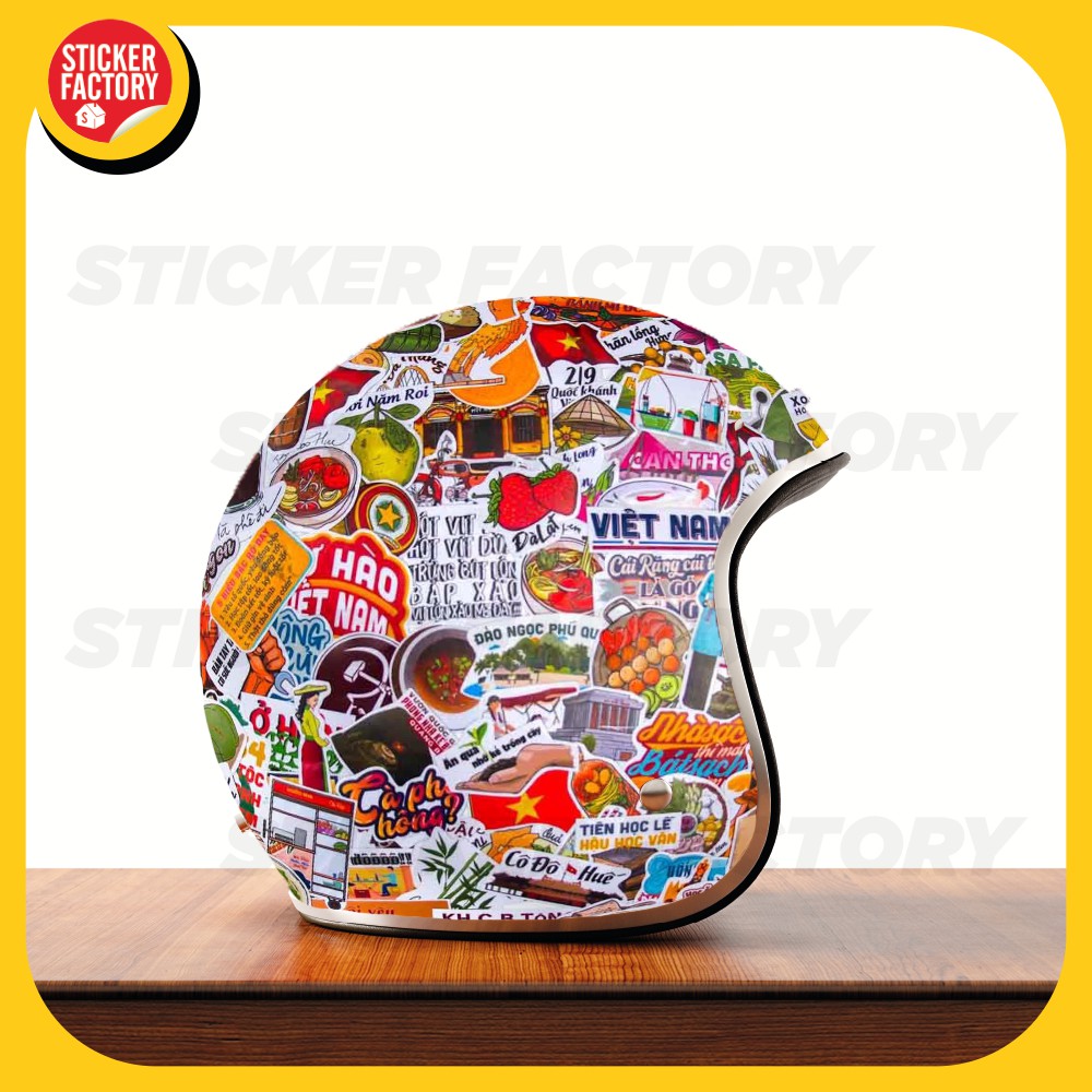 VIỆT NAM ĐIỂM LÊN NHỮNG TỰ HÀO [MẪU ĐỘC QUYỀN ]- Hộp 100 sticker hình dán nón bảo hiểm, laptop, xe máy - STICKER FACTORY