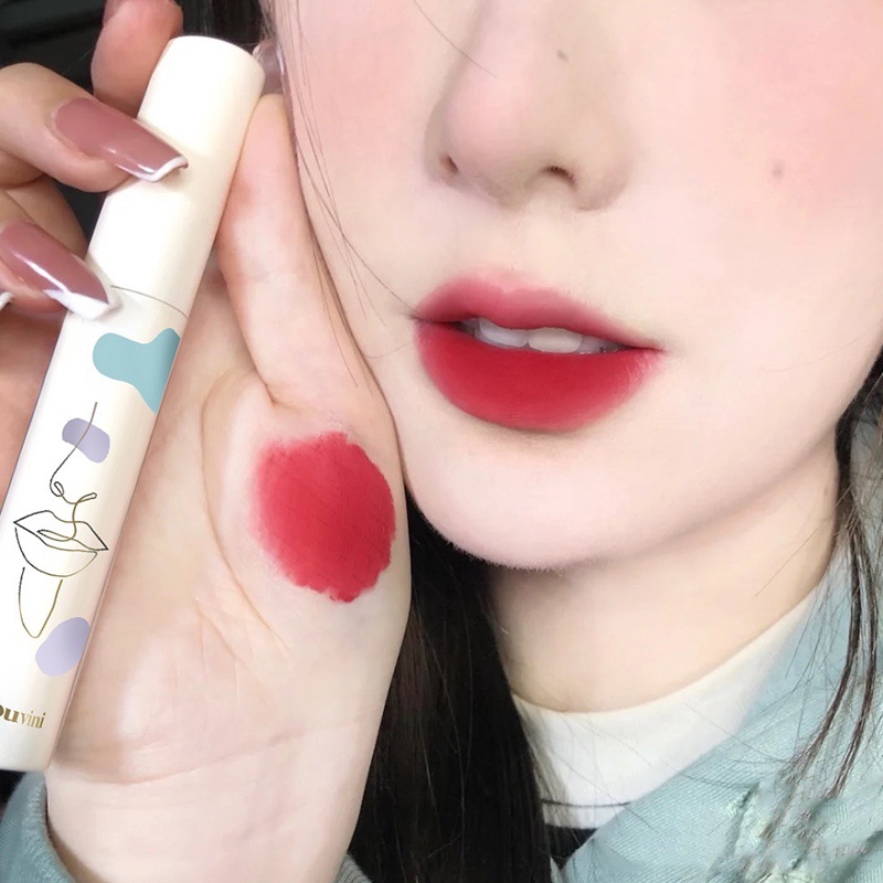 [Hàng mới về] Son môi trang điểm dưỡng ẩm lâu trôi không dính ly không phai màu thiết kế vỏ màu trắng dành cho học sinh