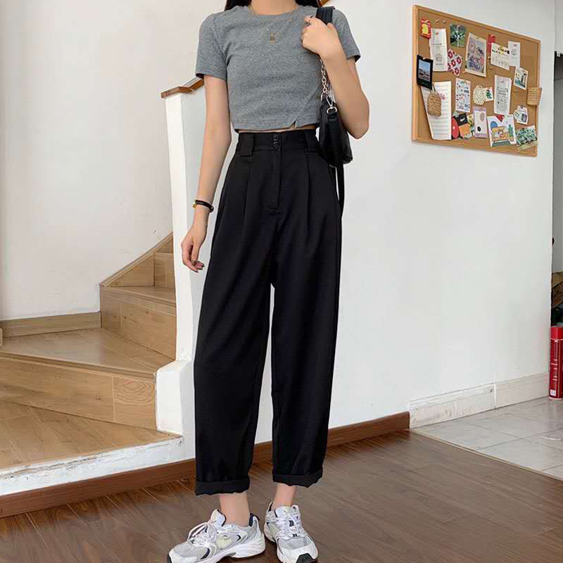 Quần suông dài eo cao đơn giản dễ phối đồ dành cho nữ | BigBuy360 - bigbuy360.vn