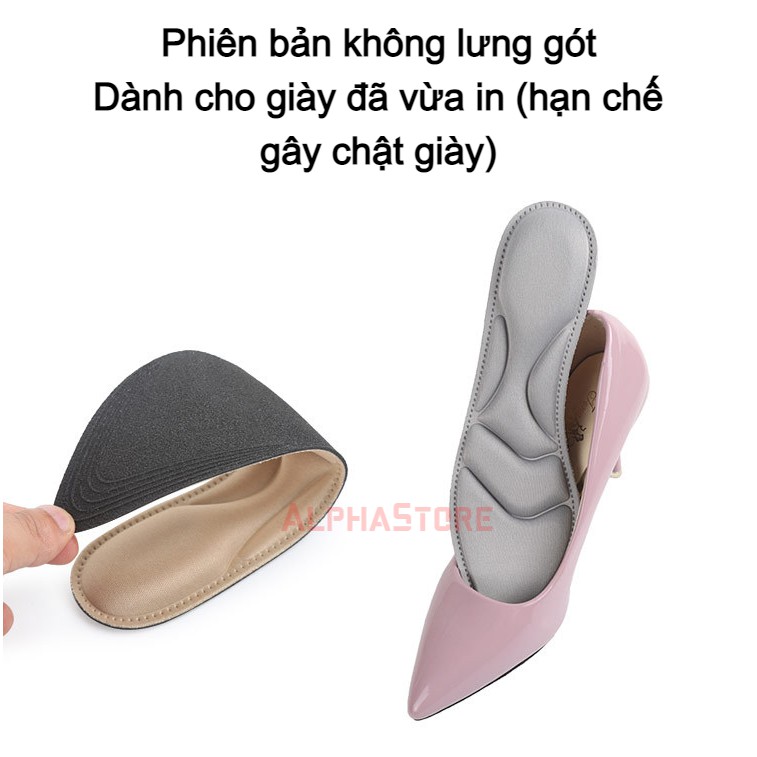 Cặp Lót Giày Cao Gót 5D Massage Êm Chân, Bảo Vệ Bàn Chân Toàn Diện, Thấm Hút Mồ Hôi, Lót Giảm Size Giày (Size 36-39)