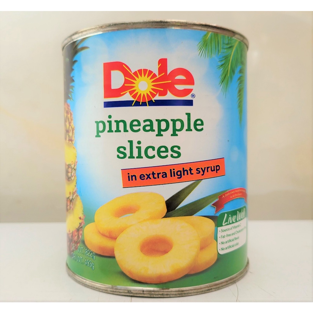[Hộp 822g – NGUYÊN LÁT] DỨA TƯƠI NGÂM SI RÔ [Philippines] DOLE Pineapple Slices in Ex Light Syrup (halal)