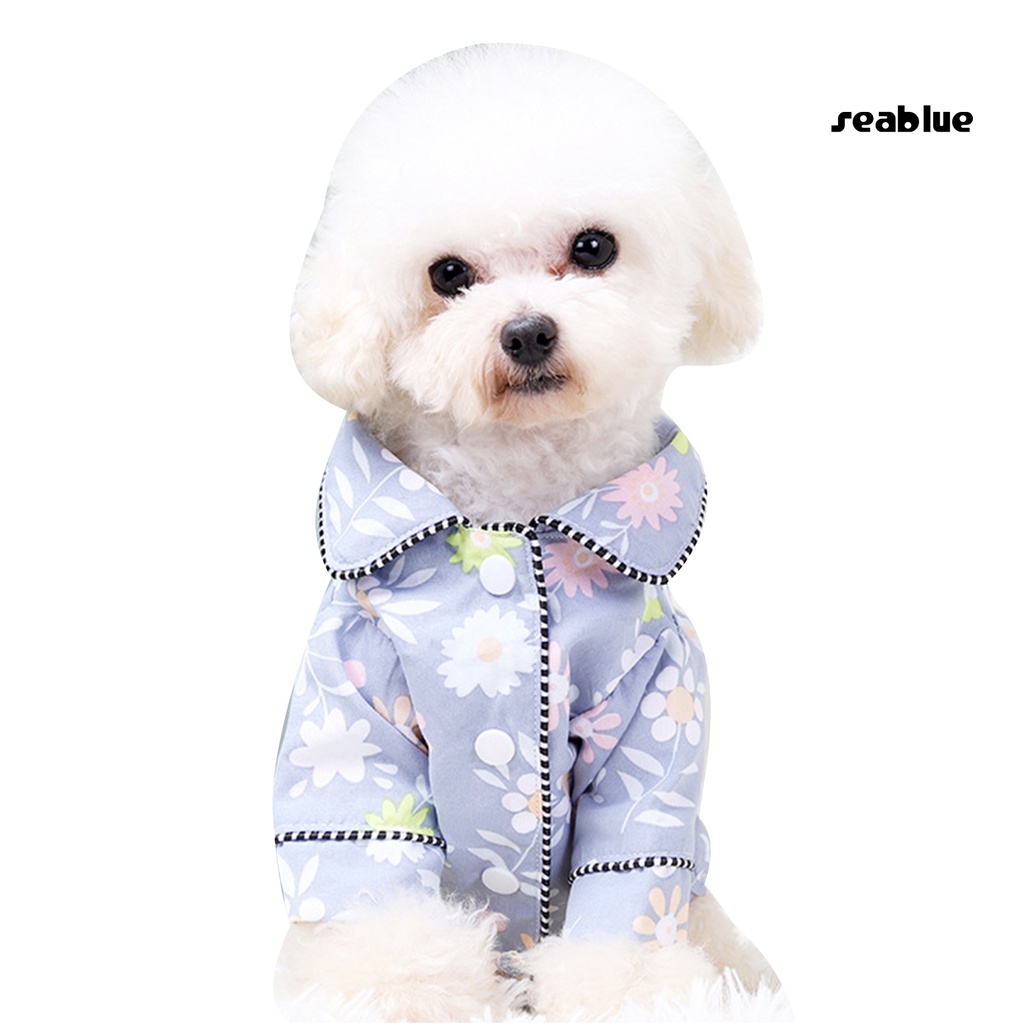 Bộ Đồ Ngủ Pijama Hai Chân Thoáng Khí In Họa Tiết Hoa Dành Cho Cún Cưng