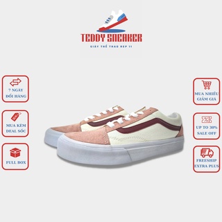 Giày thể thao 𝗩𝗮𝗻𝘀 vault old skool nam nữ trắng hồng full bill box, giày vans vault old skoll màu hồng full box