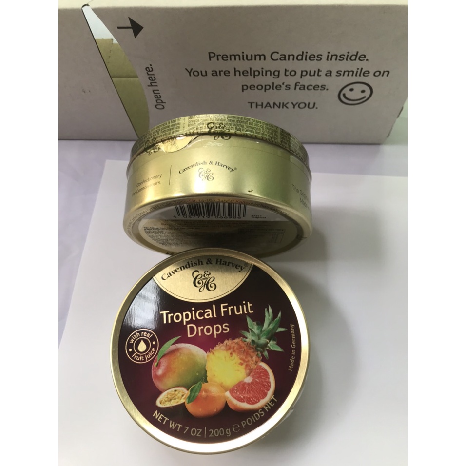 Kẹo Hộp Thiếc Đức Cavendish Harvey Hương Trái Cây Nhiệt Đới Tropical Fruit (Hộp 200g)