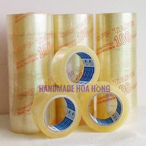 1 cuộn băng keo đóng thùng 100Yard - Băng keo trong/ đục để gói hàng