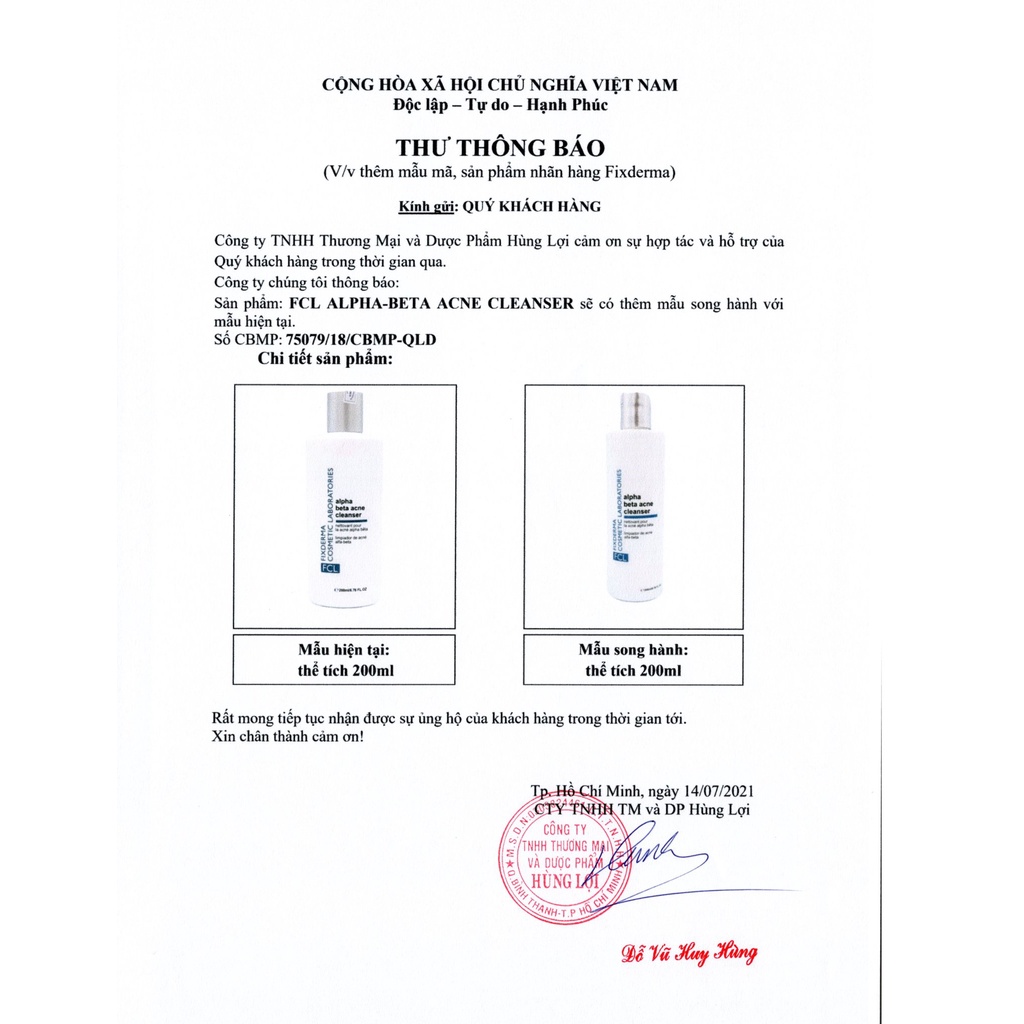 Fixderma FCL Alpha Beta Acne Cleanser Sữa rửa mặt c ho da dầu mụn