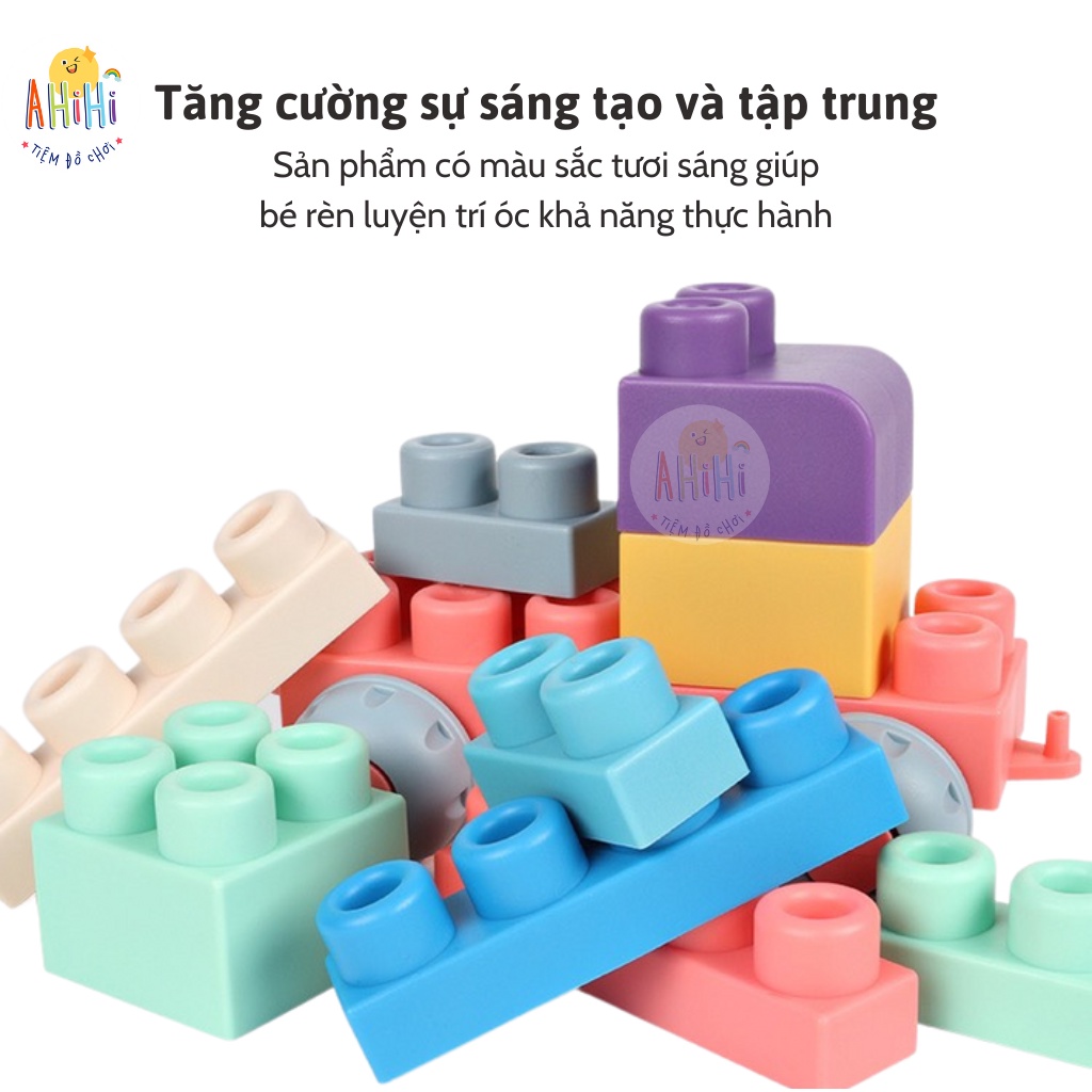 Đồ Chơi Xếp Hình Thông Minh Ahihi - Chất Liệu Nhựa Dẻo An Toàn - Miếng Ghép To - Có Hộp Đựng
