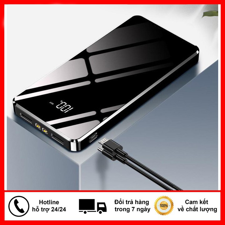 Sạc Dự Phòng 20000mAh Có Hiển Thị % Pin - 2 Cổng Sạc Tiện Lợi Pin Sạc Dự Phòng Tráng Gương