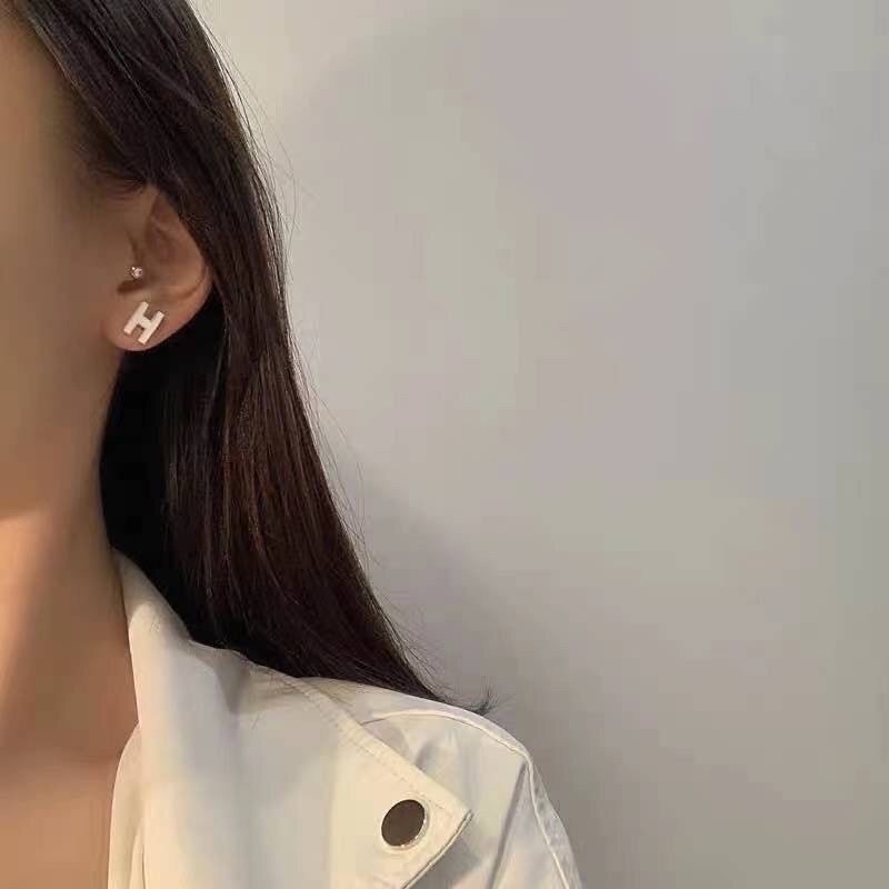 Set dây khuyên mặt hình chữ H thời trang cao cấp / Bà Tổng Phụ Kiện