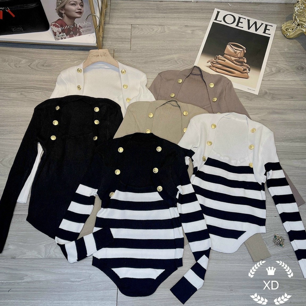 Áo len nữ kiểu, áo len tay dài phối cúc vàng sáng choang gấu vạt style cực đẹp lên form cá tính hàng quảng châu loại 1 | BigBuy360 - bigbuy360.vn