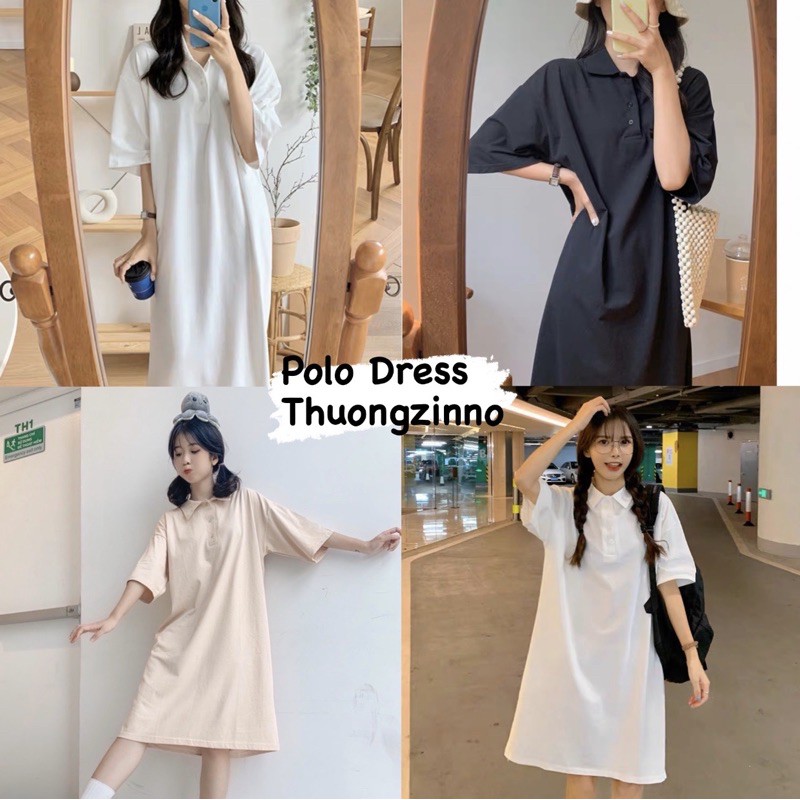 Váy polo cổ đức phong cách Hàn Quốc Váy polo Đầm dáng suông ulzzang