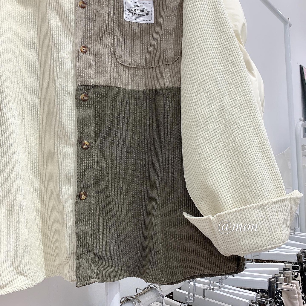 210688 Áo sơ mi nhung phối màu thời trang ulzzang, áo sơ mi nam nữ , áo sơ mi form rộng. | BigBuy360 - bigbuy360.vn