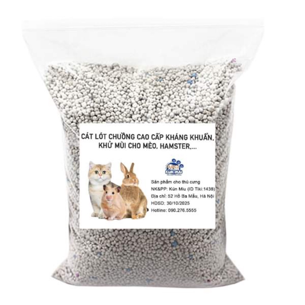 Cát lót chuồng cao cấp kháng khuẩn khử mùi cho mèo, hamster, nhím, thỏ, thú cưng nhỏ túi 1kg - Kún Miu Pet Shop