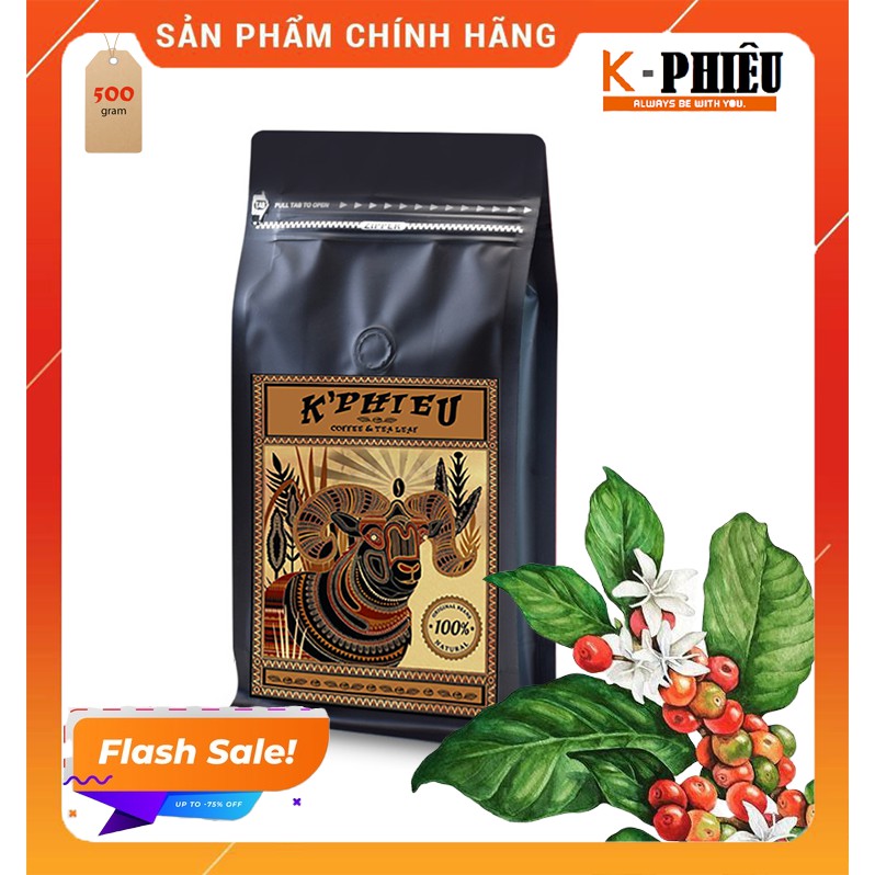 [Mua 1 tặng 1] Cà phê bột nguyên chất 100% Arabica Tiến Vua - K PHIÊU coffee - gói 250g