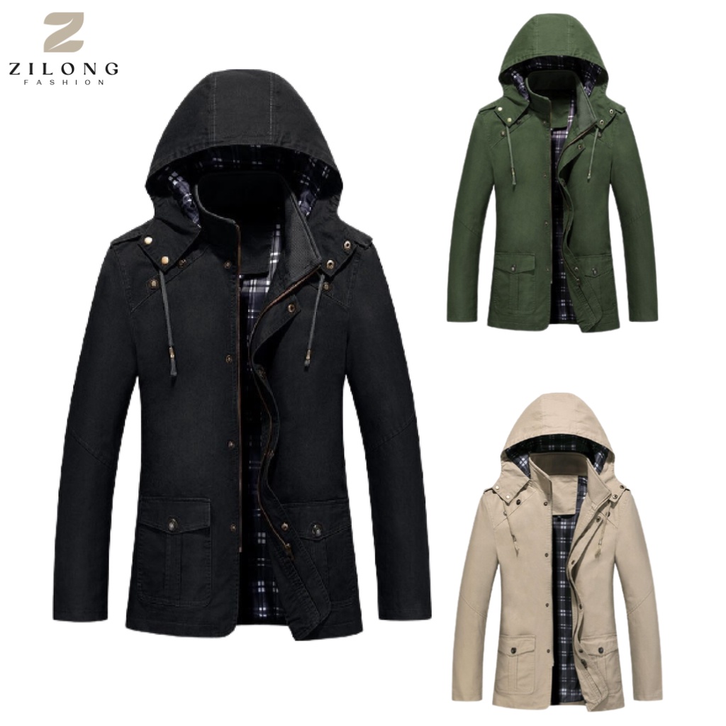 Zilong Dilan Áo Khoác Phao Dài Tay Dày Dặn Màu Đen Size S L XL Và XXL Hợp Xu Hướng Thời Trang Mùa Đông Cho Nam Chất Liệu Dày Và Thoải Mái