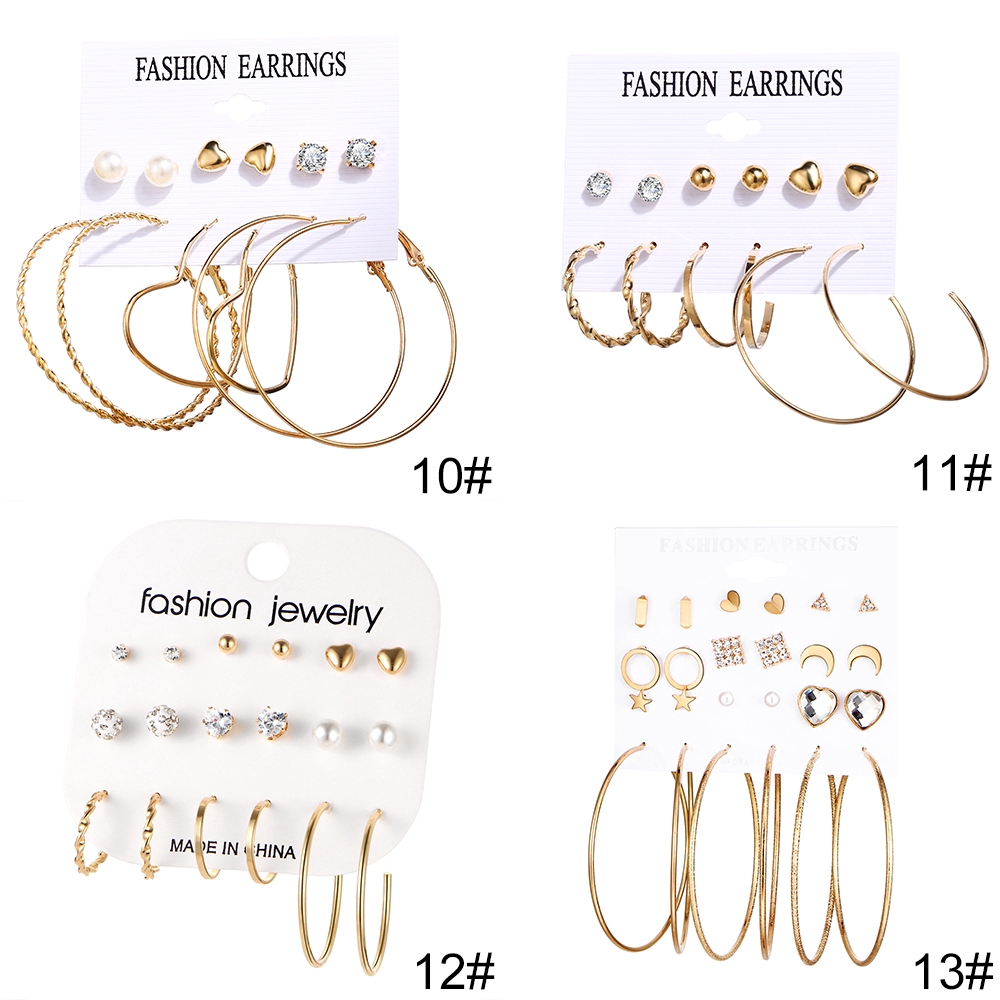 Set 6 đôi hoa tai nhiều kiểu dáng thời trang cho nữ