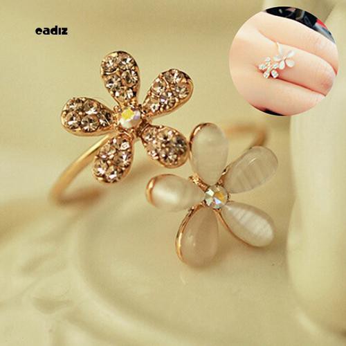 Nhẫn hở hình hoa cúc đính đá đáng yêu thời trang