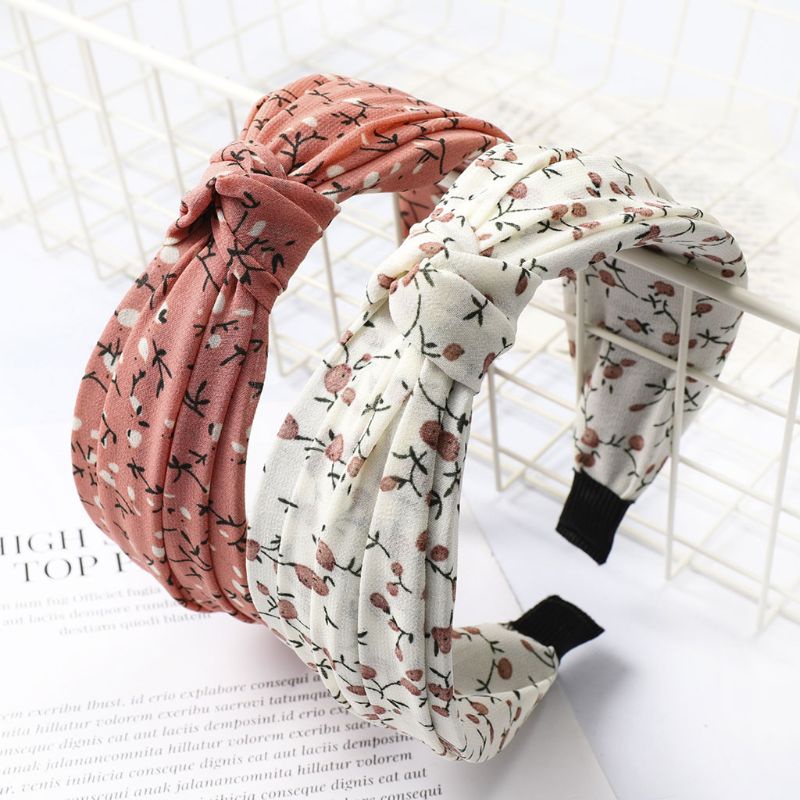 Flgo Băng Đô Cài Tóc Bản Rộng Thắt Nút Phong Cách Đồng Quê Hàn Quốc Cho Nữ